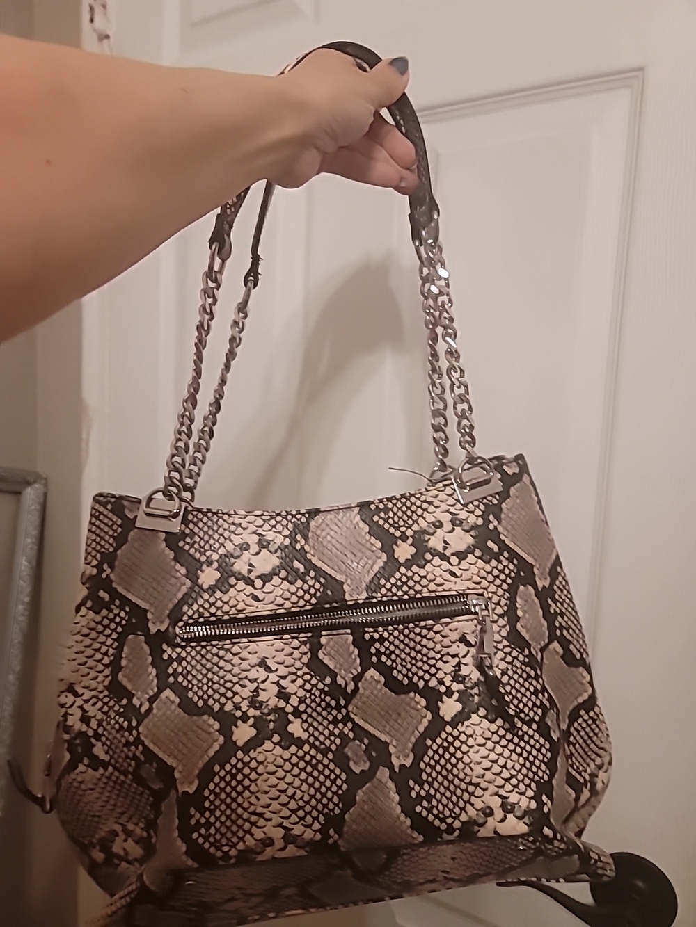 INC International Concepts Snake-Print Shoulder Bag - Beige & Black